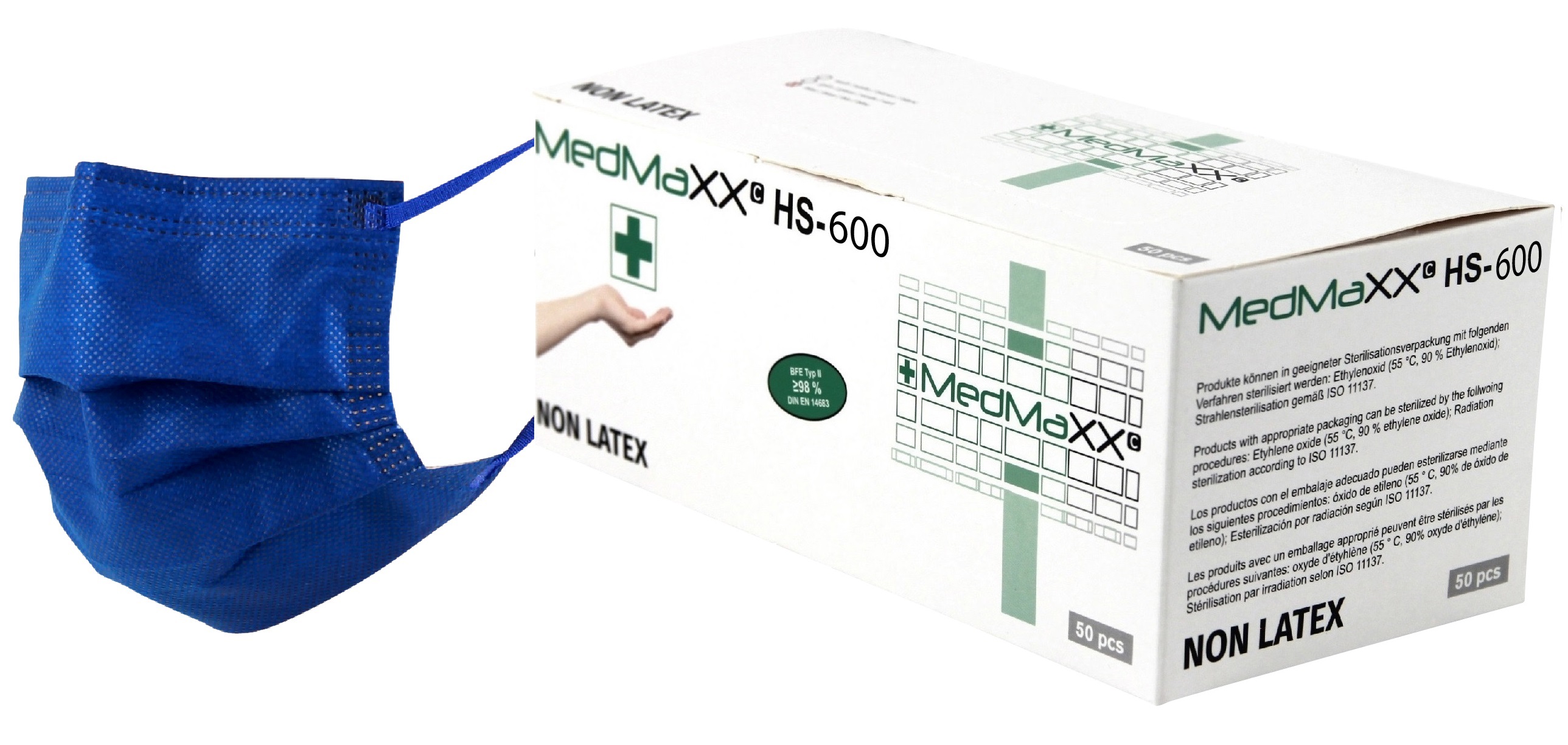 Indexbild 13 - MedMaXX HS-600E 3-lagige medizinische OP Maske Typ I 50x Farbauswahl