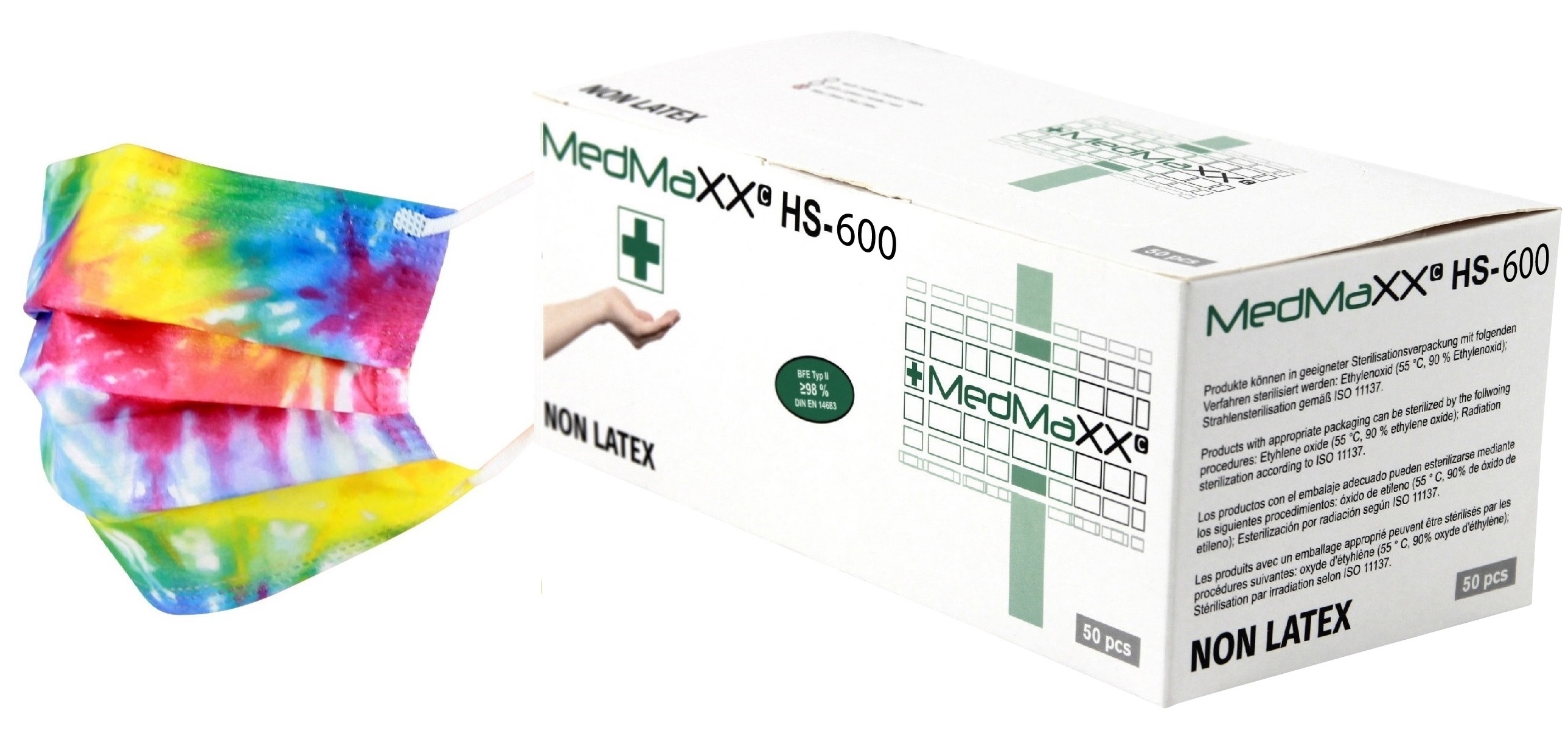 Indexbild 14 - MedMaXX HS-600E 3-lagige medizinische OP Maske Typ I 50x Farbauswahl