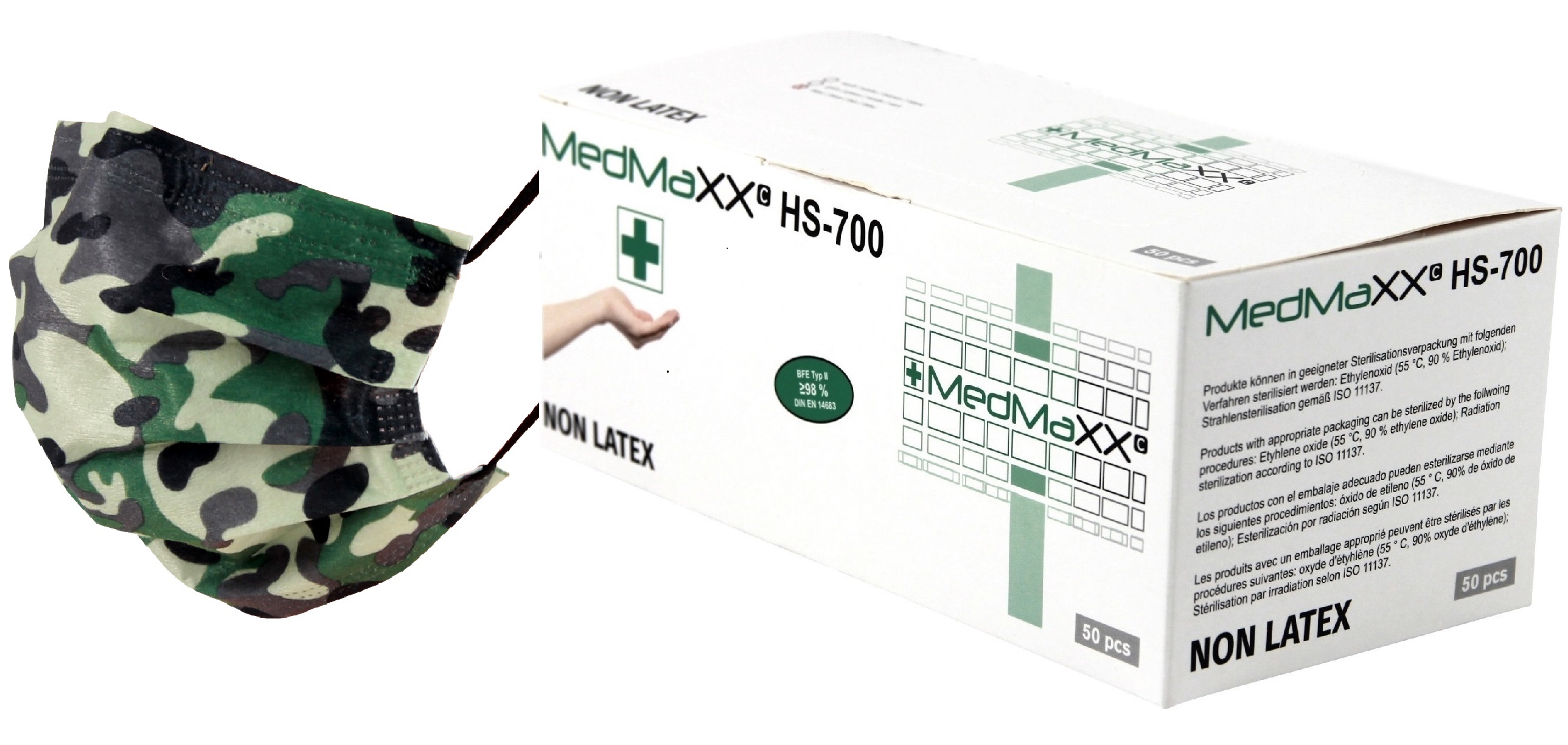 Indexbild 15 - MedMaXX HS-600E 3-lagige medizinische OP Maske Typ I 50x Farbauswahl
