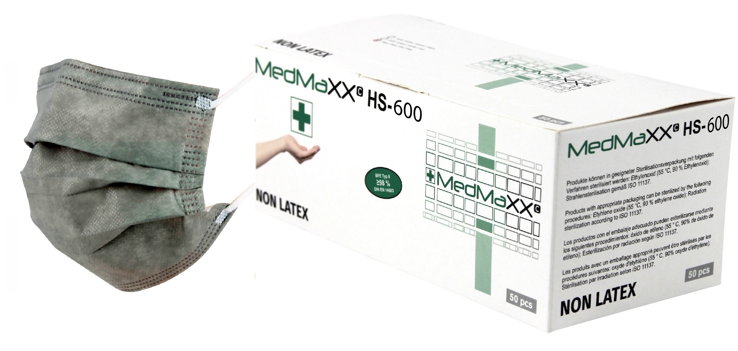 Indexbild 16 - MedMaXX HS-600E 3-lagige medizinische OP Maske Typ I 50x Farbauswahl
