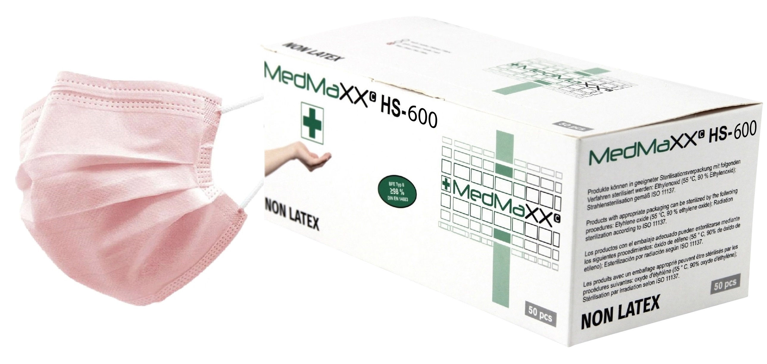 Indexbild 19 - MedMaXX HS-600E 3-lagige medizinische OP Maske Typ I 50x Farbauswahl