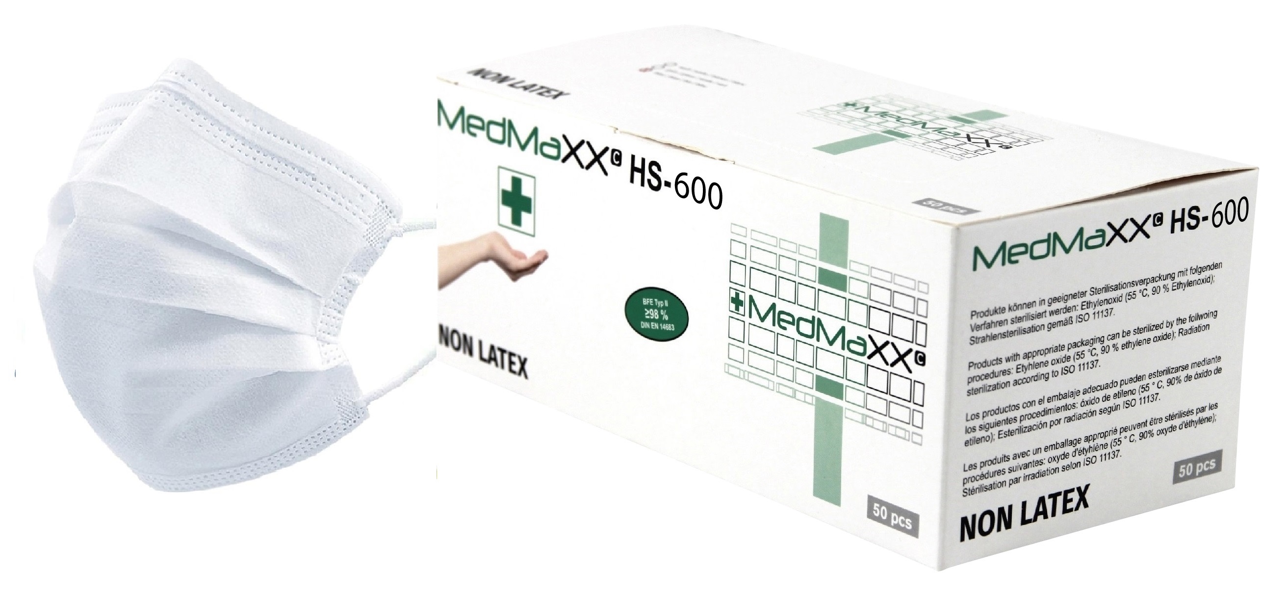 Indexbild 21 - MedMaXX HS-600E 3-lagige medizinische OP Maske Typ I 50x Farbauswahl
