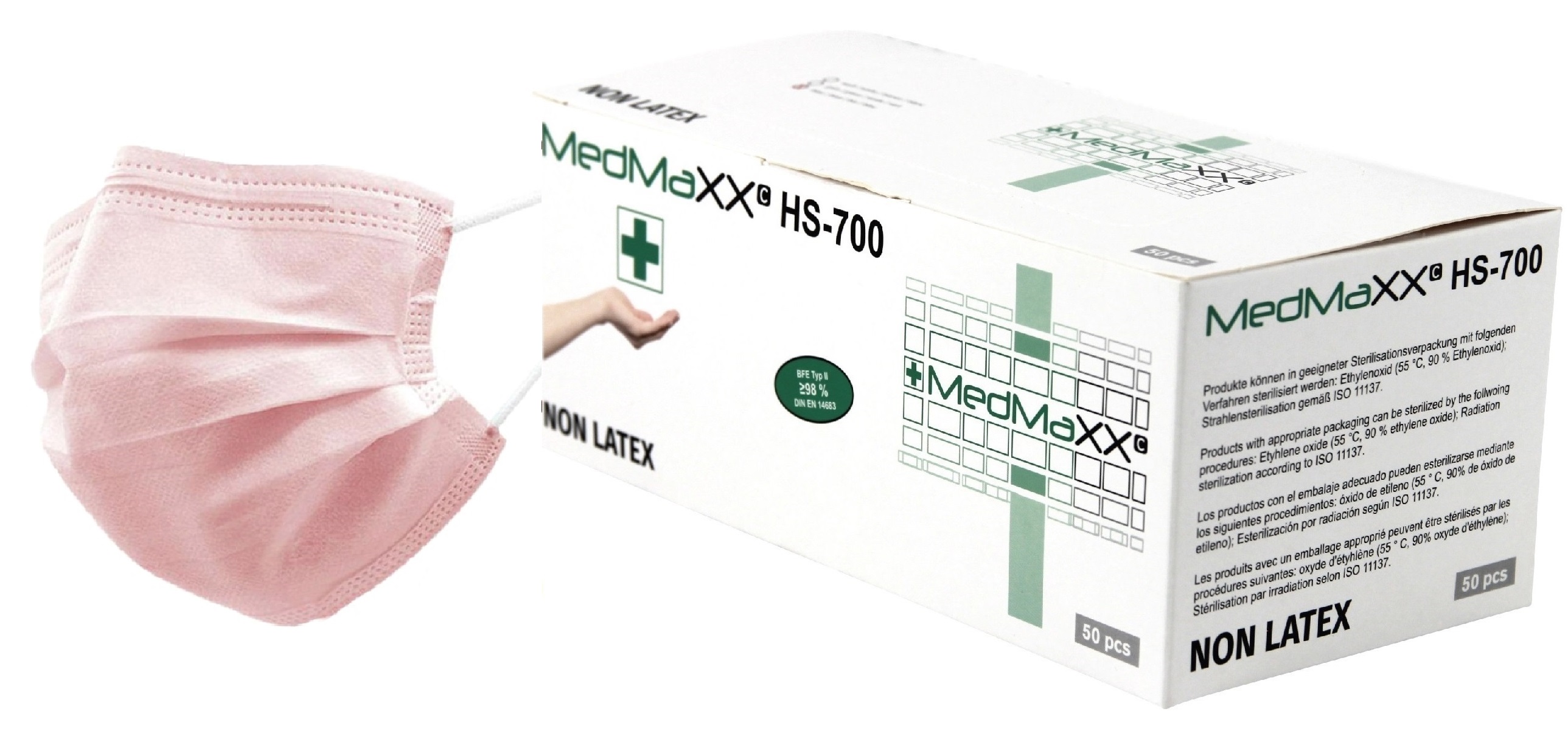 Indexbild 10 - MedMaXX HS-700E 3-lagige medizinische OP Maske Typ II 50x Farbauswahl