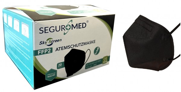 20x Seguromed® Profi FFP2 NR Atemschutzmaske CE 0598 EN 149:2001 Größe L schwarz