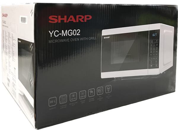 Sharp YC-MG02E-W 20 Liter 800 W Kombi-Mikrowelle weiß