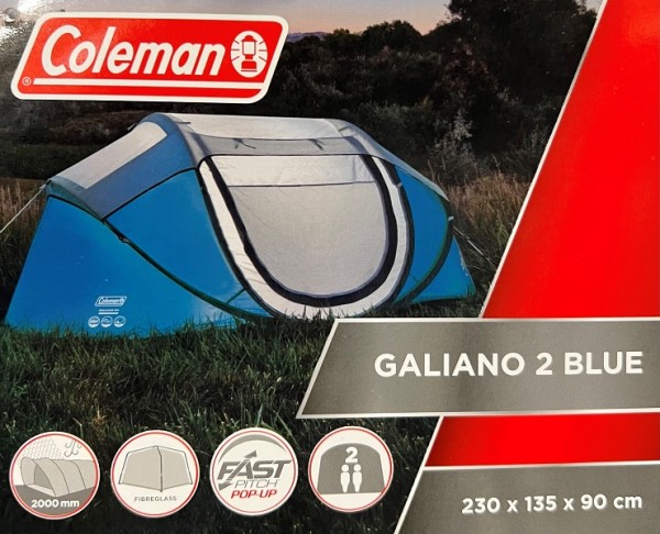 Coleman Galiano 2 Personen Tunnel Zelt blau / weiß 2000035212