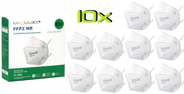 10x MedMaXX FFP2 NR Maske Größe XS, auch für Kinder geeignet, weiß