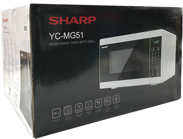 Sharp YC-MG51E-W 25 Liter 900 W Kombi-Mikrowelle weiß