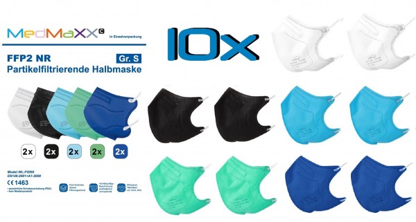 10x MedMaXX FFP2 NR Maske Größe S, auch für Kinder geeignet, BOY