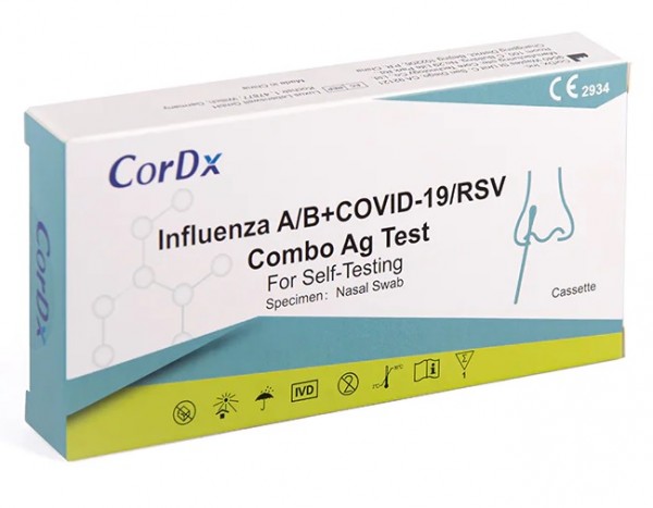 10x CorDx® 4in1 Kombi Laien Test SARS-COV2, Influenza A+B &amp; RSV CE2934