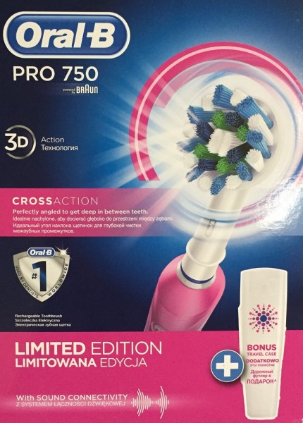 Braun Oral-B Pro 750 Pink Elektrische Zahnbürste mit gratis Reiseetui