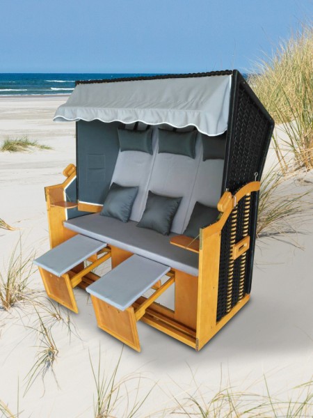 GreenGarden® 12547 Premium Rattan Strandkorb „Toskana&quot; 158 cm 3-Sitzer