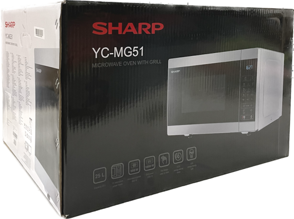 Sharp YC-MG51E-S 25 Liter 900 W Kombi-Mikrowelle silber