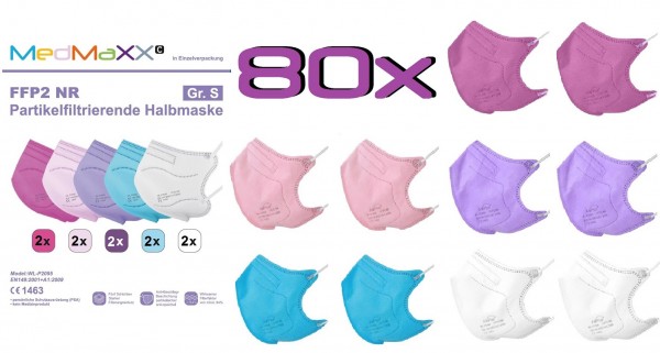 80x MedMaXX FFP2 NR Maske Größe S, auch für Kinder geeignet, GIRL