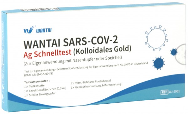 Wantai® SARS-COV2 Laien Antigen-Schnelltest Lutsch-Speichel oder Nasal ideal für die Schule