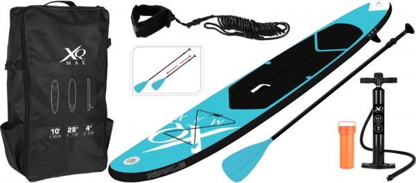 Sport4&gt;it 320 cm SUP Stand Up Paddle-Board Komplettset in türkis / schwarz