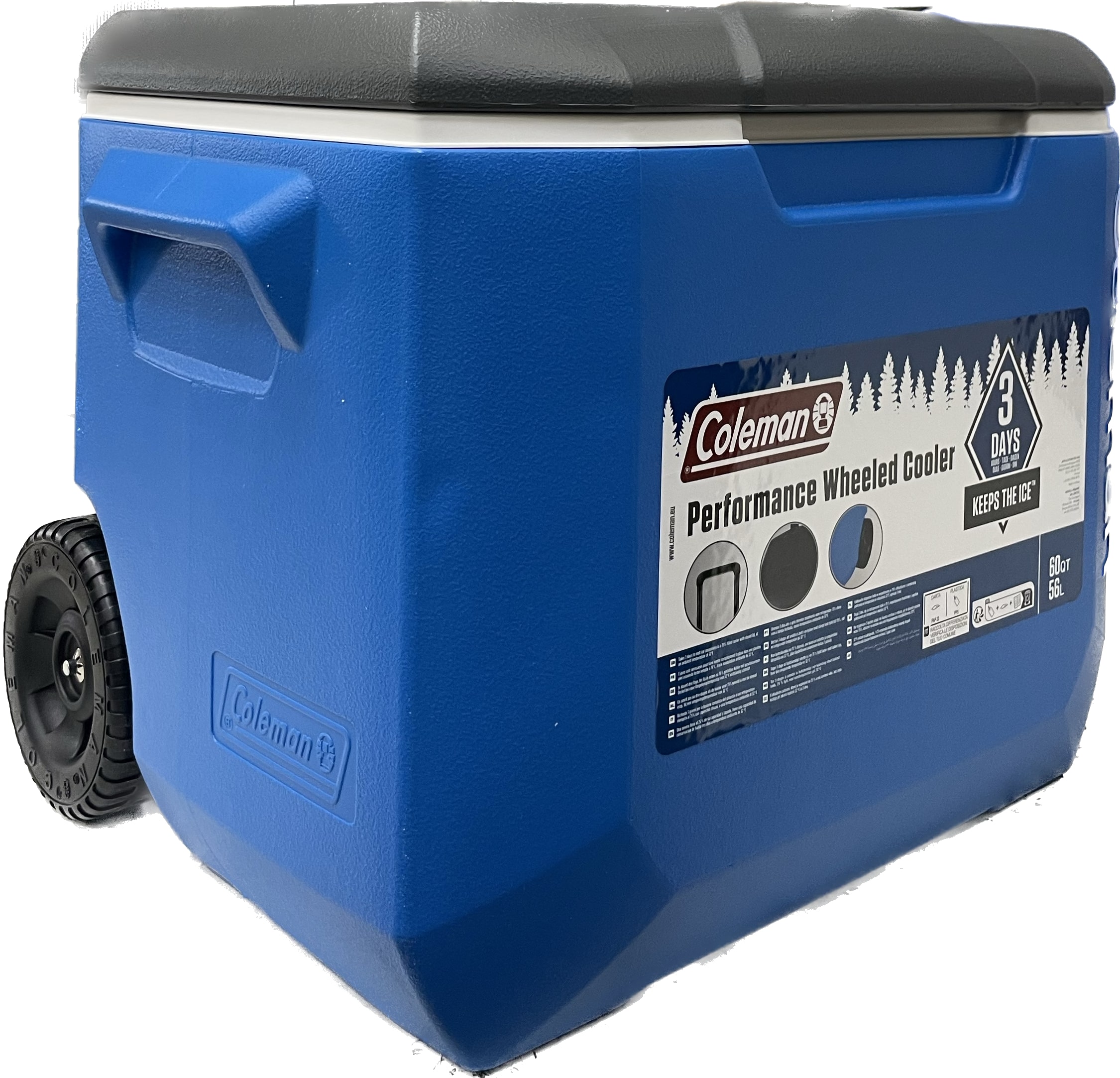 Coleman Performance Cooler Wheeled 60 Qt 56 Liter Kühlbox blau