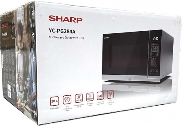 Sharp YC-PG284AE-S 28 Liter 1.000 W Kombi-Mikrowelle silber