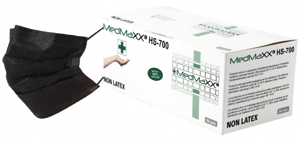 MedMaXX HS-700E-SC 3-lagige OP Maske Typ II EN 14683 schwarz 50 Stück