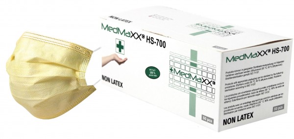 MedMaXX HS-700E-GE 3-lagige OP Maske Typ II EN 14683 gelb 50 Stück