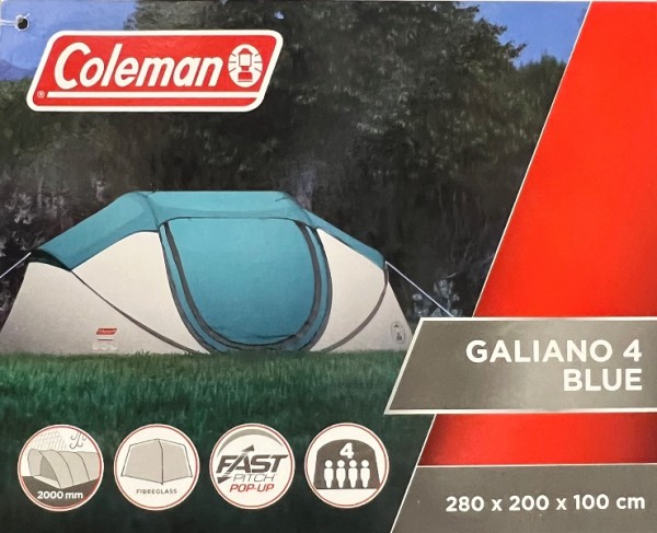 Coleman Galiano 4 Personen Tunnel Zelt blau / weiß 2000035213