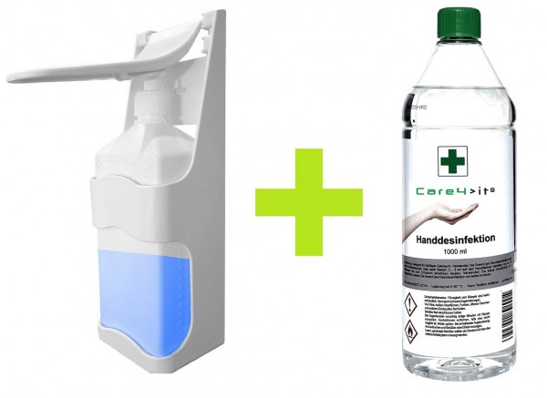 Care Desinfektionsmittelspender Druck-Spender + 1 Liter Desinfektionsmittel