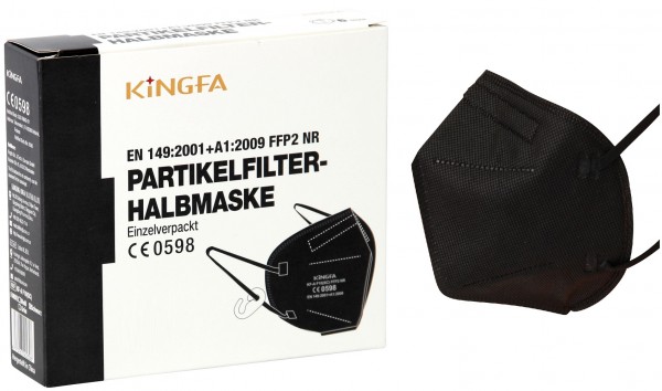6x KingFA Profi FFP2 NR Atemschutzmaske CE 0598 EN 149:2001 Größe L schwarz