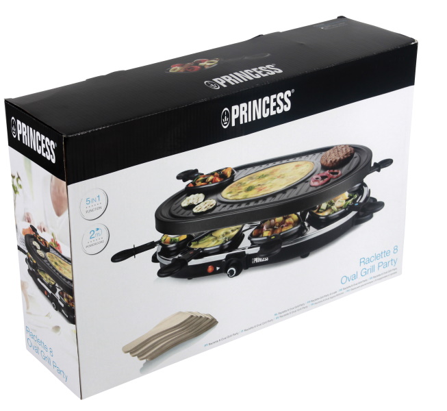 Grill OnlineDeal24 | 162700 | | 30 & Party Watt Princess Oval Raclette 1.200 Zubehör Elektrogrills | cm Grill 42 x Princess 8