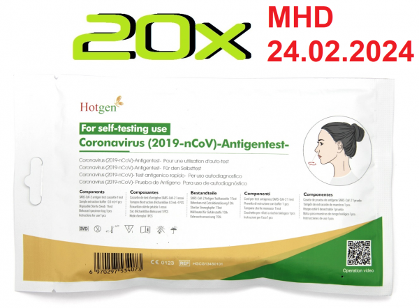20x Hotgen® SARS-COV2 Laien Antigen-Schnelltest für vorderen Nasenabstrich