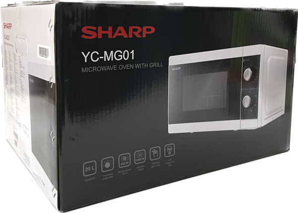 Sharp YC-MG01E-W 20 Liter 800 W Kombi-Mikrowelle weiß