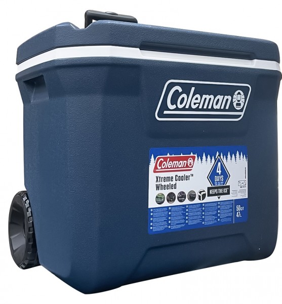Coleman Xtreme Wheeled 50 Qt 47 Liter Kühlbox mit Rollen blau 2000037211
