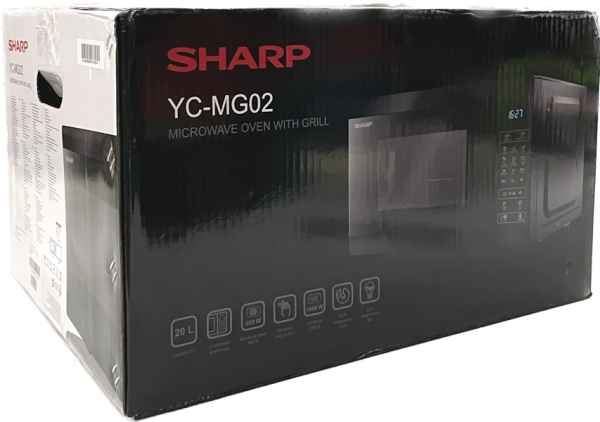 Sharp YC-MG02E-B 20 Liter 800 W Kombi-Mikrowelle schwarz