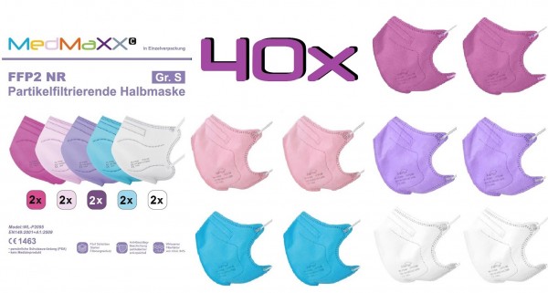 40x MedMaXX FFP2 NR Maske Größe S, auch für Kinder geeignet, GIRL