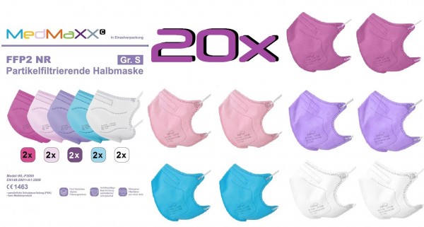 20x MedMaXX FFP2 NR Maske Größe S, auch für Kinder geeignet, GIRL